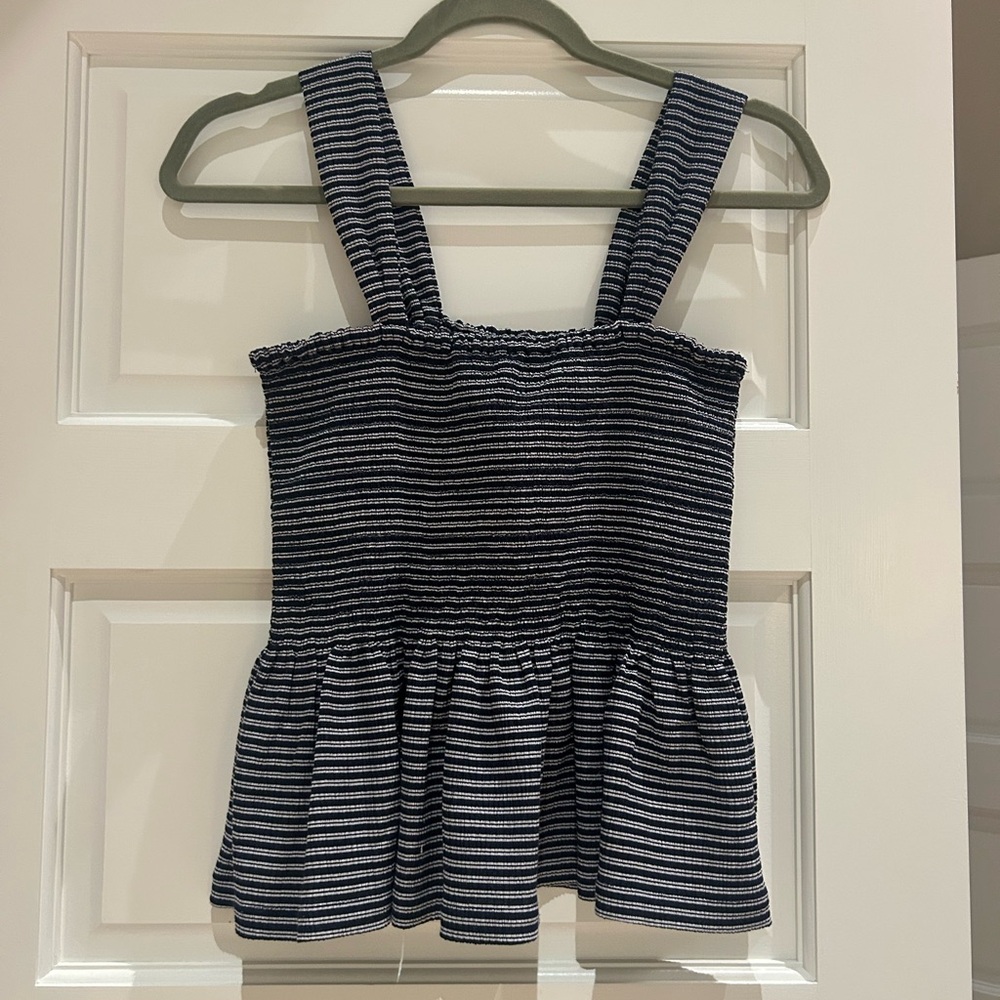 Madewell Thread & Texture Tank (navy and white stripe). Size medium